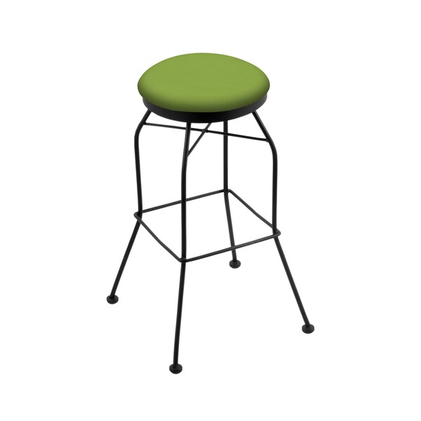 30" Swivel Bar Stool, Black Wrinkle, Canter Kiwi Green Seat